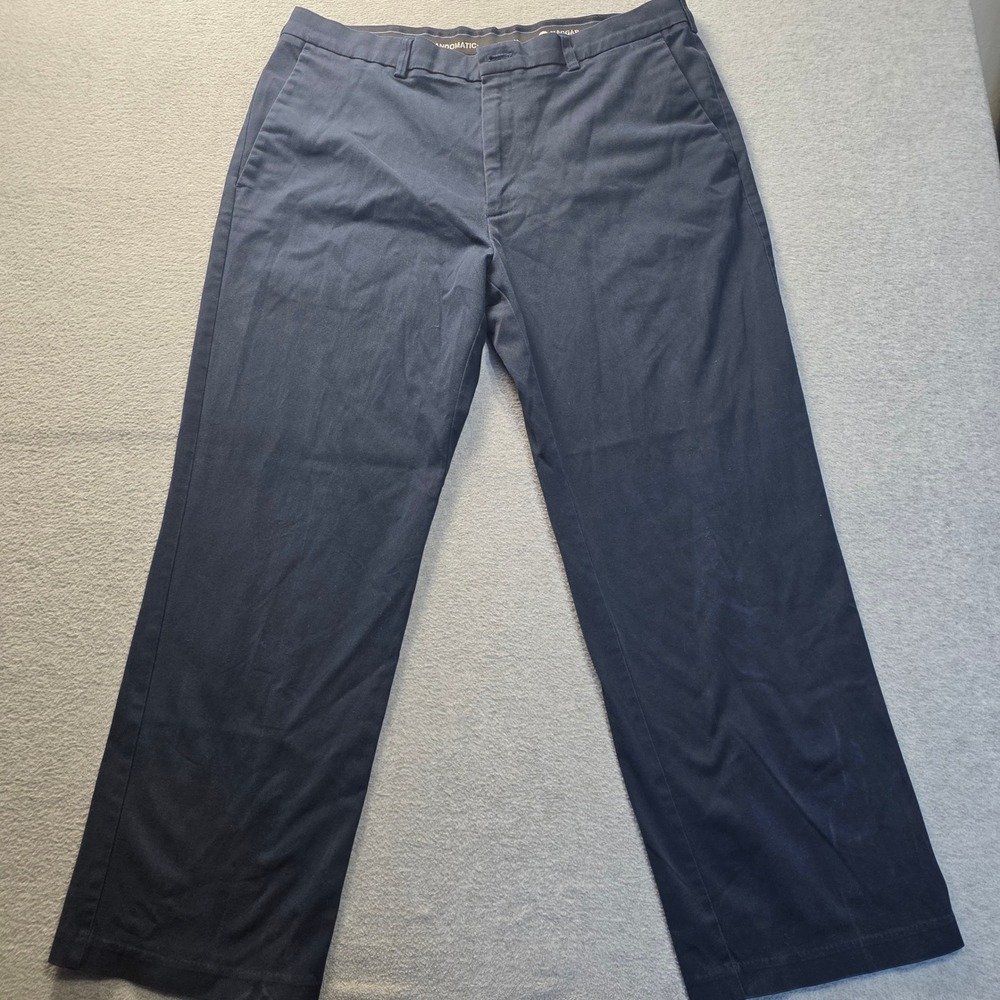 Haggar Expandomatic Comfort Dress Pants Mens 38x29 Navy Flat‎ Front Straight Leg
